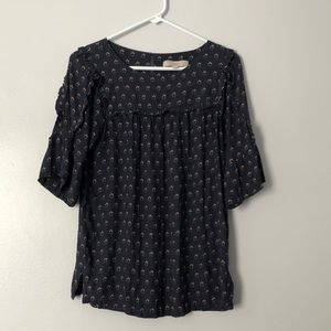 Loft navy floral blouse